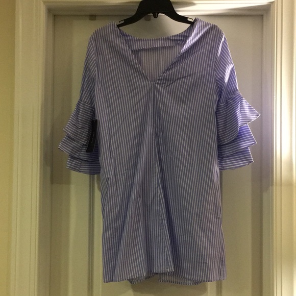 Zara shirt dress with ruffle bell sleeves - Picture 3 of 4